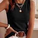 PRETTYGARDEN Sleeveless Sweater Tops for Women 2026 Summer Dressy Ribbed Tank Tops Spring Business Casual Work Shirts Blouses(Black, X-Large)