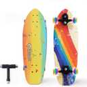 Nattork Complete Kid Skateboards 29" x 9" Youth Cruiser Skateboard for Beginners Double Kick Deck Concave Girls or Boys Skateboard (Rainbow)