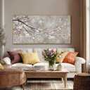 Flowers Wall Art Grey Pictures Wall Painting Large Framed Canvas Art Landscape Artwork for Dining Room Home 29"x 58" Ready to Hang