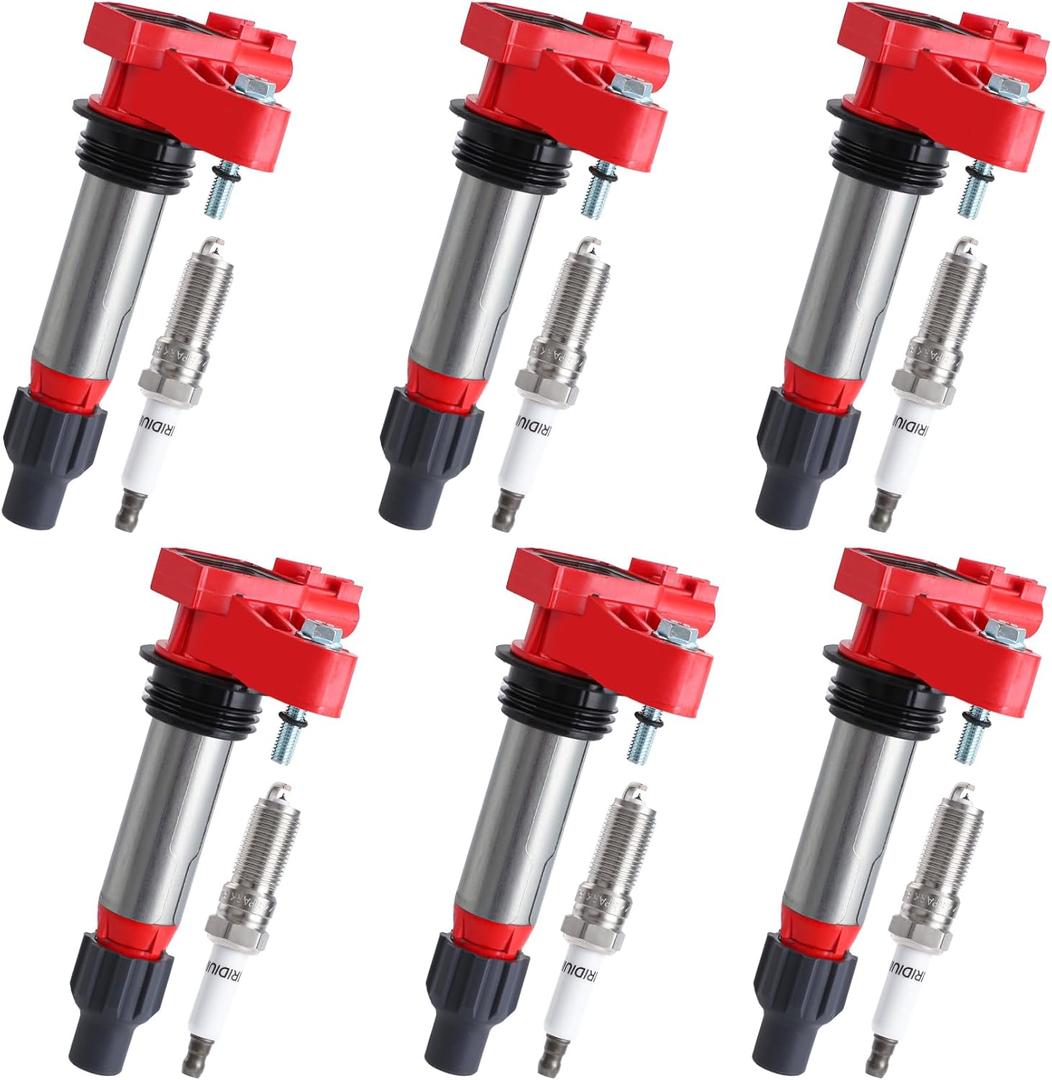 Pindex 6 Pack Ignition Coils and Iridium Spark Plugs,UF569 41-109 Coil Pack Kits Compatible with Chevy Camaro Equinox Impala Malibu Traverse Buick Cadillac GMC 3.0L 3.6L