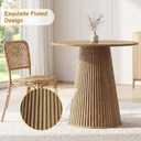 MECHYIN Round Table for 2-4,31.5" Small Fluted Kitchen Table with Pedestal Base,Wood DinnerTable for Apartment,Restaurant,Kitchen