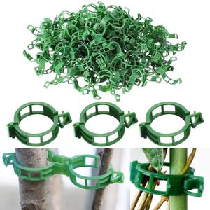 2 x 50 Pcs Heavy-Duty Plant Support Clips Durable Plastic Trellis Clips for Tomatoes, Grapes, Vegetables, and Climbing Plants Garden Vine Clips for Upright Growth and Healthier Plants (Green)