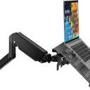 WALI Laptop Wall Mount, Single Monitor Arm for 17" Notebook and Up to 32" Screen, Full Motion Adjustable Monitor Wall Mount with Laptop Tray, VESA 75x75/100x100, Up to 15.4-22 Lbs (GSWM001LP), Black
