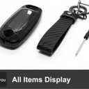 Fit for Nissan Pathfinder Key Fob Cover 2025, Smart Key Case for Altima Rogue Ariya Kicks 3/4/5 Button, Keys Shells with Carbon Fiber Keychain(RCTMB Black)