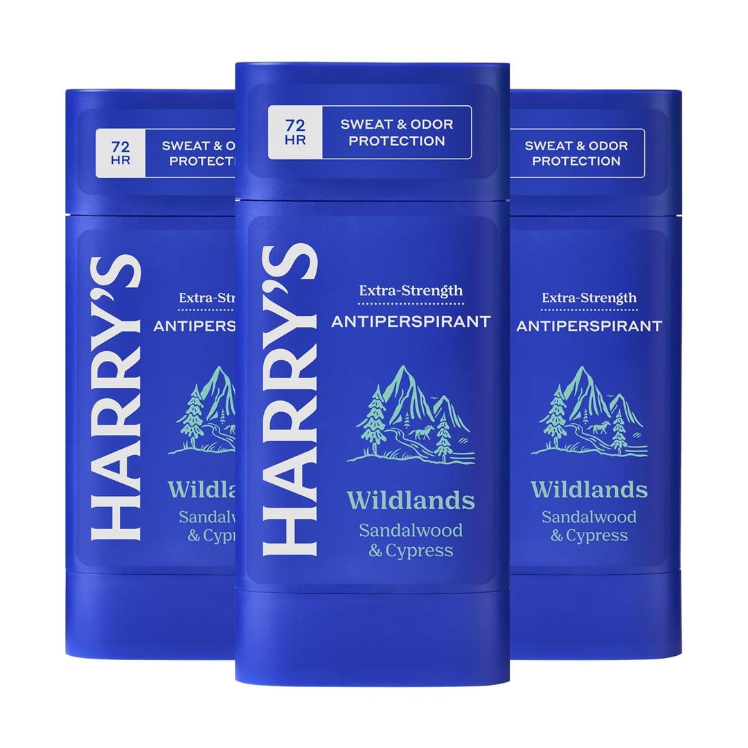 Harry's ExtraStrength Antiperspirant Deodorant, Sweat & Odor Control Antiperspirant for Men, Wildlands, 2.5 oz Pack of 3