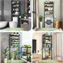Kalrin Over-The-Toilet Storage Rack, 4-Tier Bathroom Organizer Shelf Over Toilet with Adjustable Shelf and Basket, Freestanding Space Saver Bathroom Shelves Above Toilet for Room (Green- Black), X-Large