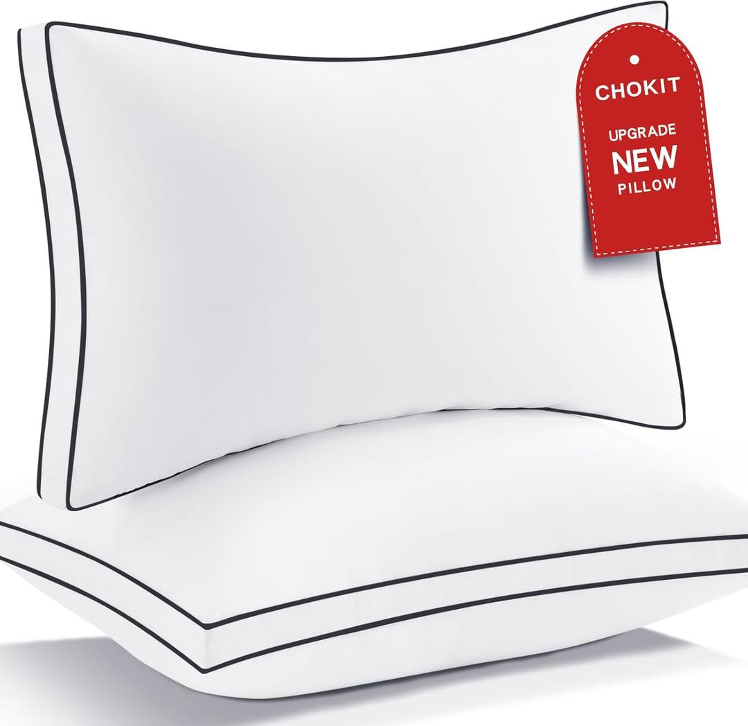 Premium Pillows Queen Size Set of 2, Fluffy and Supportive 7D Down Alternative Bed Pillows, Luxury Soft Hotel Quality Gusseted Pillow for Side Back Stomach Sleepers, Relief Neck Head and Shoulder Pain (Queen - 20" x 30", White)