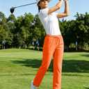 MAGCOMSEN Women's Hiking Pants Lightweight Quick Dry UPF 50 Water Resistant Elastic Waist Golf Travel Pants Zip Pockets (Orange, XL)