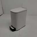 TIPGO Slim Bathroom Trash Can with Lid Soft Close, Step Pedal, 6 Liter / 1.6 Gallon Stainless Steel Trash Bin, Small Garbage Cans for Bedroom, Office, Kitchen (White)