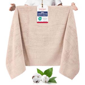 TEXTILOM 100% Turkish Cotton Oversized Luxury Bath Sheets, Jumbo & Extra Large Bath Towels Sheet for Bathroom and Shower with Maximum Softness & Absorbent (40 x 80 inches)- Beige (1 Pc Oversized Bath Sheet)