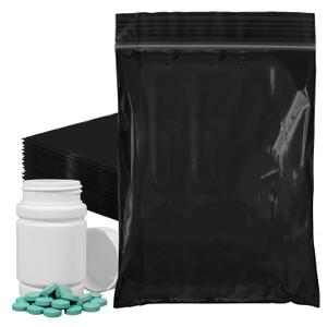 Black Zip Bags for Packaging, 9 x 12 Inches. Pack of 100 Plastic Baggies. Reclosable Plastic Bags. 2 Mil Thick Polyethylene Zip Baggies. Reclosable Bag with Zipper Closure