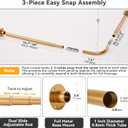 L Shaped Shower Curtain Rod, [24"-47.6"] x [24"-47.6"] Dual-Slide Corner 90 Degree Shower Rod for Bathroom, Bathtub & Outdoor with 12 Hooks & Ceiling Support - Gold