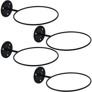 Basketball Holder Wall Mount, Large Black Metal Ball Holder, Ball Stand for Basketball Football, Volleyball, Basketball Rack Display for Men Sports Accessories Organizer (Roll, 4)