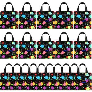 Pinkunn 20 Pcs Glow in the Dark Gift Bags with Handle Neon Decorative Non Woven Glow in the Dark Party Supplies