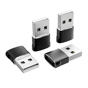 4-Pack USB C Female to USB Male Adapters, Type A Charging Cable Power Converter for iPhone 11/12/13/14/15, Plus Pro Max, iPad Pro Air 4 Mini 6, Samsung Galaxy S24/S23/S22/S21, Pixel XL (Black)