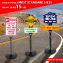 2Pack Heavy Duty Cast Iron Sign Stand - 48" Outdoor Portable Pedestal Post - Display Road Sign, Construction Sign Holder (Black), 2 Pack Parking Sign Post-15lbs