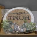 HOMCDALY Welcome Sign for Front Door, Door Wreaths for Front Door Outside, Farmhouse Welcome Wooden Door Hanger, Rustic Wall Door Sign, Seasonal Home Decorations (F-White)