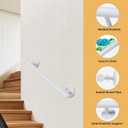 1.6 FT White Wall Mount Steel Handrails for Indoor Stairs- 19 Inch Metal Pipe Hand Rails for Seniors, Outdoor Stair Railing Grab Bars for Wall, Deck Porch Rails