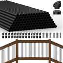 HYPERGIANT 105 Pack 36" Aluminum Deck Balusters, 3/ 4" Round Railing Spindles with Connectors and Screw, Hollow Metal Balusters for Railing, Black Stair Spindles