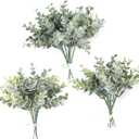 Floroom Artificial Flocked Eucalyptus Stems Faux Greenery Spray, 18pcs Best Filler Fake Plants for DIY Wedding Bouquet Centerpieces Arrangement