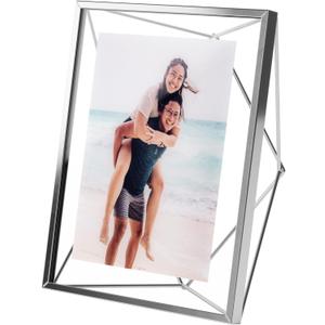Umbra Prisma 5x7 Picture Frame, Floating Wall or Desk Photo Display for Pictures, Art, Illustrations, and More, Chrome