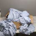 PERFEMET 5 Pcs Grayish Blue Bed in A Bag Twin Aesthetic Boho Comforter with Pom Pom Soft Fluffy Light Blue Solid Bedding Quilt Set for Girls Boys(Grayish Blue, Twin)