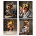 Poecinvi Funny Yorkshire Terrier Bathroom Wall Art Prints Set of 4, Yorkie Dog Bathroom Decor, Cute Yorkie Dog Posters Pictures Wall Decor for Bath Room Washroom Dorm, 8x10 Unframed
