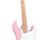 SONICAKE 30" Kids Electric Guitar for Beginner, Junior Size Solid Wood Body with Humbucker Pickup, One Piece Premium Wood Neck & Fingerboard, Rounded Fret Ends, QGT-50 (Shell Pink)