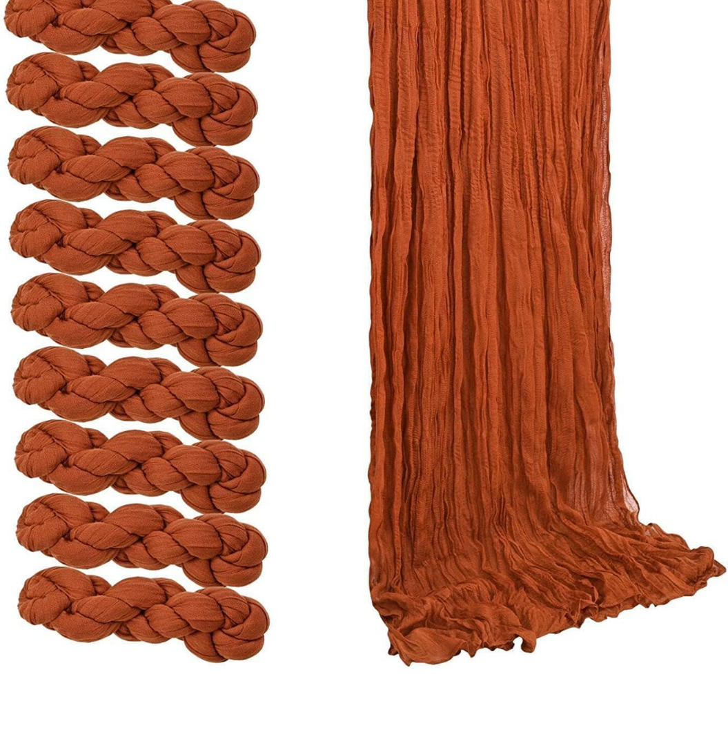 9-Pack  Rustic Terracotta Cheese Cloth Table Runner | Pre-Wrinkled Cheese Cloth Table Runner for Wedding, Bridal Shower, Birthday Party, Rustic Farmhouse Décor, and Decorations