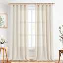 jinchan Linen Curtains 96 Inch Length 2 Panels Set Light Filtering Window Curtains for Living Room Bedroom Farmhouse Drapes Aesthetic Decor Drapes 8ft Long, Back Tab, Linen Natural, 50W x 96L