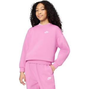 Nike Girls' Sportswear Club Fleece Oversized Sweatshirt (Small, Light Magenta/Light Magenta/White)