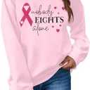 JINTING Breast Cancer Awareness Sweatshirt Women Pink Ribbon Hoodie Shirt Nobody Fights Alone T-Shirt Cancer Gift Tops, M