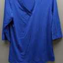 Bliwov Womens Fall Tops V Neck 3/4 Sleeve Outfits Loose Fit Soft Plus Size Clothes Business Casual Beach Oversize T Shirts (Large, Royal Blue)