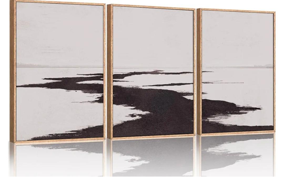 KAIRNE Abstract Neutral lake Framed Wall Art Set, Neutral Shape Wall Painting, Abstract Black and Grey Landscape Wall Decor, Modern Watercolor Art Print for Living Room, Bedroom, Office - 24"x36"x3 KAIRNE Abstract Neutral lake Framed Wall Art Set, Neutral Shape Wall Painting, Abstract Black and Grey Landscape Wall Decor, Modern Watercolor Art Print for Living Room, Bedroom, Office - 24"x36"x3