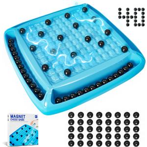 Magnet Game, Magnetic Games Chess, Board Games for Kids 6-8-12, Magnet Chess Kid Games, Family Board Games for Kid and Adults, Magnetic Game with 40 Pieces, Fun Birthday Gifts for Kids (Blue)