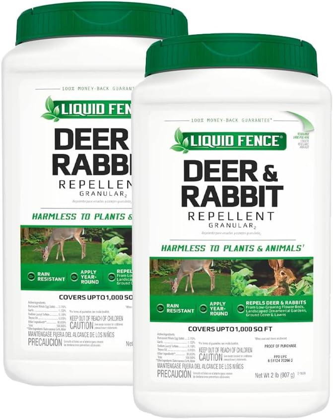 Liquid Fence Deer and Rabbit Repellent Granular 2 Pounds, Apply Year-Round (Pack of 2)