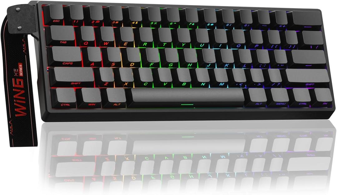 Aula WIN60 HE - 60% Mechanical Gaming Keyboard Wired, Magnetic Switch Hot Swappable, Adjustable Actuation Rapid Trigger Mode, 8000 Hz Polling Rate, RGB Small Keyboard 60 Percent Compact Design for PC (WIN60HE-Black Side)
