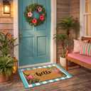 Tinideya 2 Pcs Summer Flamingo Coir Door Mat Welcome Non Slip Hello Mats Floor Layering Doormats Seasonal Cute for Porch Entryway Indoor Outdoor Decor(Hello Pink Flamingo)