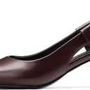 Pointed Toe Slingback Kitten Heels for Women, Leather Stiletto Heel Pumps with Elastic Strap Elegant Bridal Heel Dating Party Work Office Backless Pumps Shoes (6, Dark Brown)