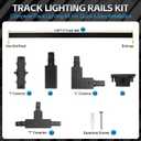 26FT Black H Track Lighting Rails, Complete H Style Track Lighting Kit 3 Wire with End Caps, Live End Feeds, T and L Connectors for Single Circuit H Style Track System