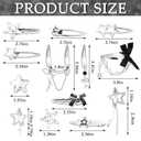 60 Pcs Silver Star Hair Clips for Women Y2k Metal Hair Barrette Styling Cool Bangs Cute Duck Bill Clips Accessories Set for 2000s, Goth, Punk, Emo and Kawaii Style