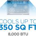BLACK+DECKER Window Air Conditioner 8,000 BTU, AC Window Unit Cools Up to 350 Square Feet, Window AC Unit with Remote Control, 3 Cooling Speeds and Fan Only Function, BWAC08WTB, White