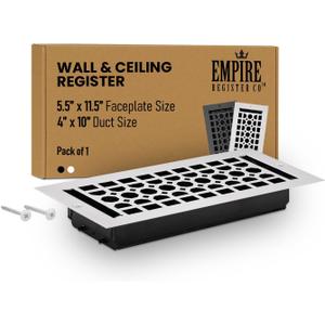 Empire Register Co, Ceiling & Wall Vent Cover - 4x10 inch, Honeycomb Design, White Finish, Metal Damper Attached, Measure Wall Hole Dimensions (not for Floor use)