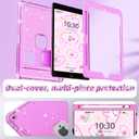 INFILAND Case for iPad 9th/8th/7th Generation 2021/2020/2019 10.2 inch Glitter Clear, Shockproof Protective Cute iPad 7/8/9 Gen Cover with Stand, Pencil Holder for Kids, Girls, Women (Purple)