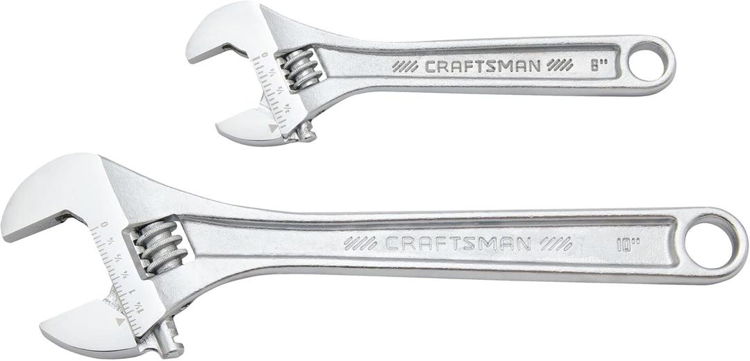 CRAFTSMAN All Steel Adjustable Wrench Set, 2 Piece (CMMT12006)