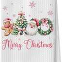 XIVENHAVM Christmas Golden Retriever Towel - Christmas Golden Retriever Decorative Waffle Dish Towels, Holiday Hand Towels, Dog Tea Towel for Kitchen, 16x24 Inch