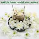 56 PCS Artificial Flower Heads White Bulk Fake Rose Peony Hydrangea Faux Flowers Small for Crafts Wedding Hair Cap Dresses Cake Baby Shower Decorations