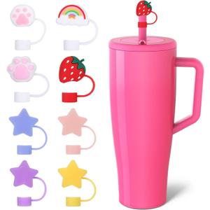 8Pcs Silicone Straw Cover Set for Brumate Era 40 Oz,12mm Straw Toppers for Brumate Tumbler,Pentagram Straws Covers Cap for Tumblers,Colorful Straws Covers Compatible with Brumate Era Accessories (regular)