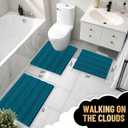 OLANLY Thick Bathroom Rugs 36x24, Extra Soft Absorbent Chenille Striped Bath Rugs, Rubber Backing, Machine Wash Dry, Bath Mats for Bathroom Floor, Tub and Shower, Home Decor Accessories, Peacock Blue