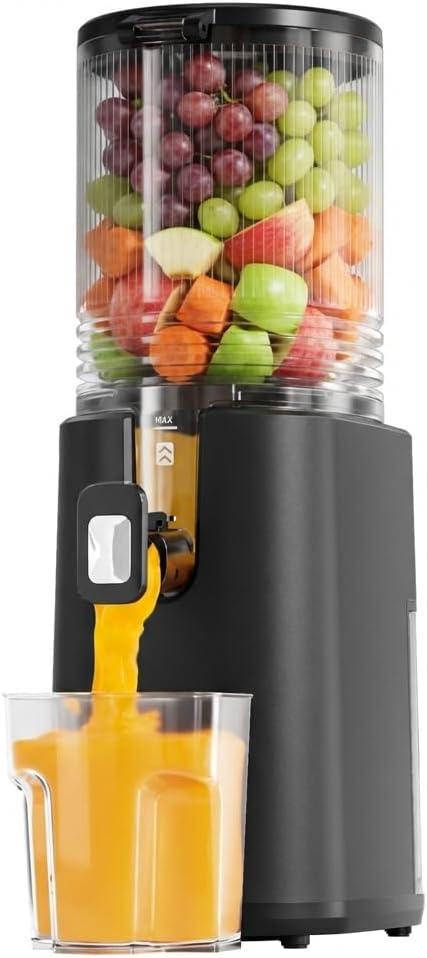 Cold Press Juicer, 5.5inch Wide Feed Chute Juicer Machine, Slow Masticating Juicer for Whole Vegetables & Fruits, Gray